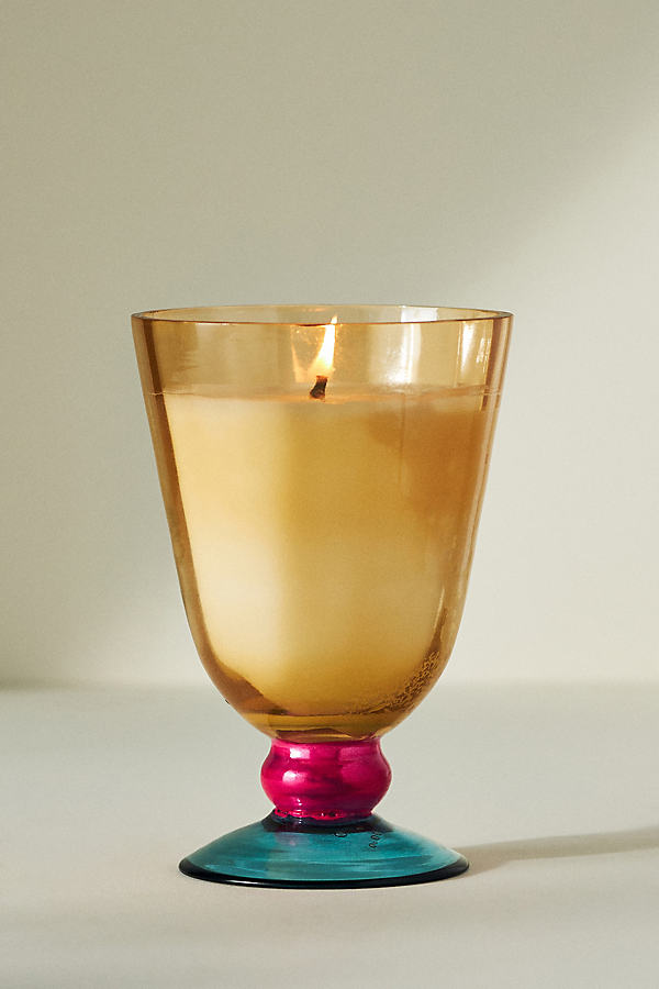 Anthropologie Hazel Fresh Fig Tree Glass Candle In Yellow