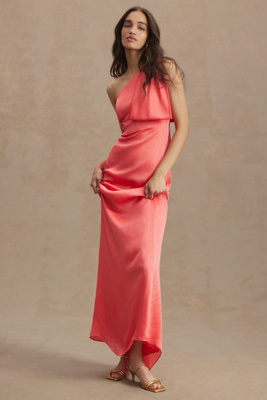 Sachin & Babi Chelsea One-shoulder Georgette Bias Gown In Orange