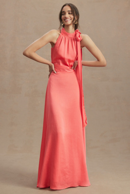 Sachin & Babi Kayla Halter Gown In Orange