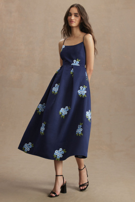 sachin & babi audra pleated embellished midi dress Sachin & Babi Audra Pleated Embroidered Midi Dress