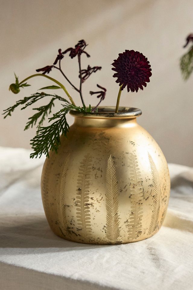 Tall Bronze Etched Vase #3