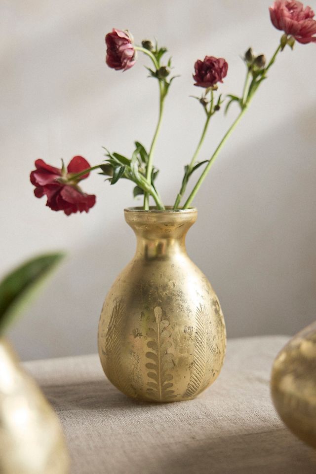 Embossed Brass Flower Vase Handcrafted vase antique brass vase