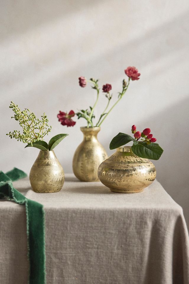 Etched Brass Vases