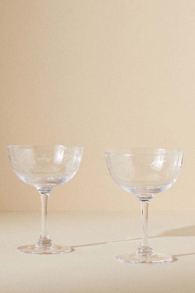 The Vintage List Crystal Champagne Saucer Glasses, Set of 2