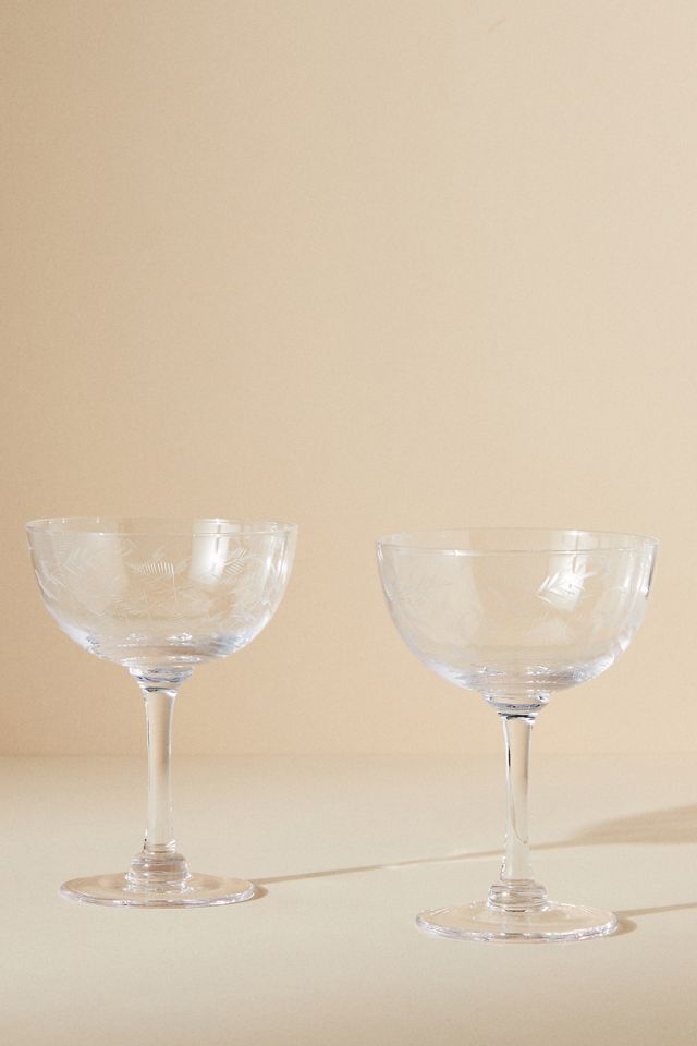 Crystal Champagne Saucers with Ovals Design – The Vintage List