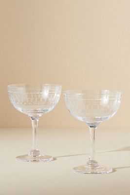 Crystal Champagne Saucers with Lens Design – The Vintage List