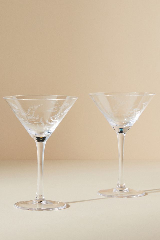 Hand-Engraved Martini Glasses - Set of 2