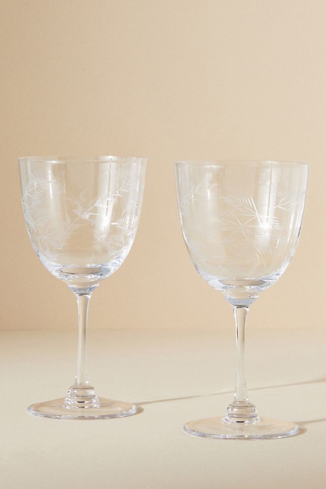 Etched Fern Crystal Wine Glasses- the Vintage List, House of Modern Vintage  NOLA