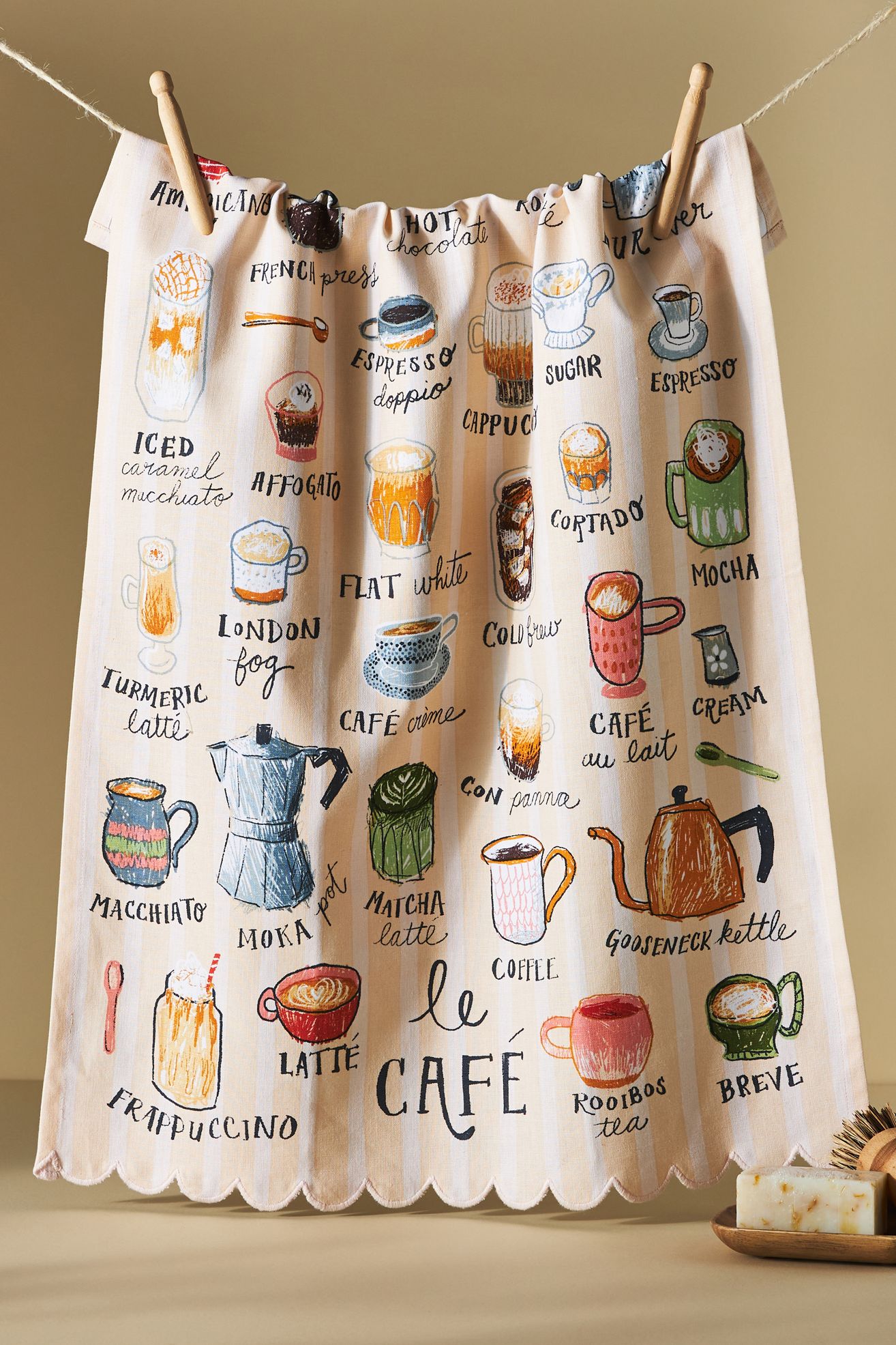 Le Café Dish Towel - Pink, Standard, One Size