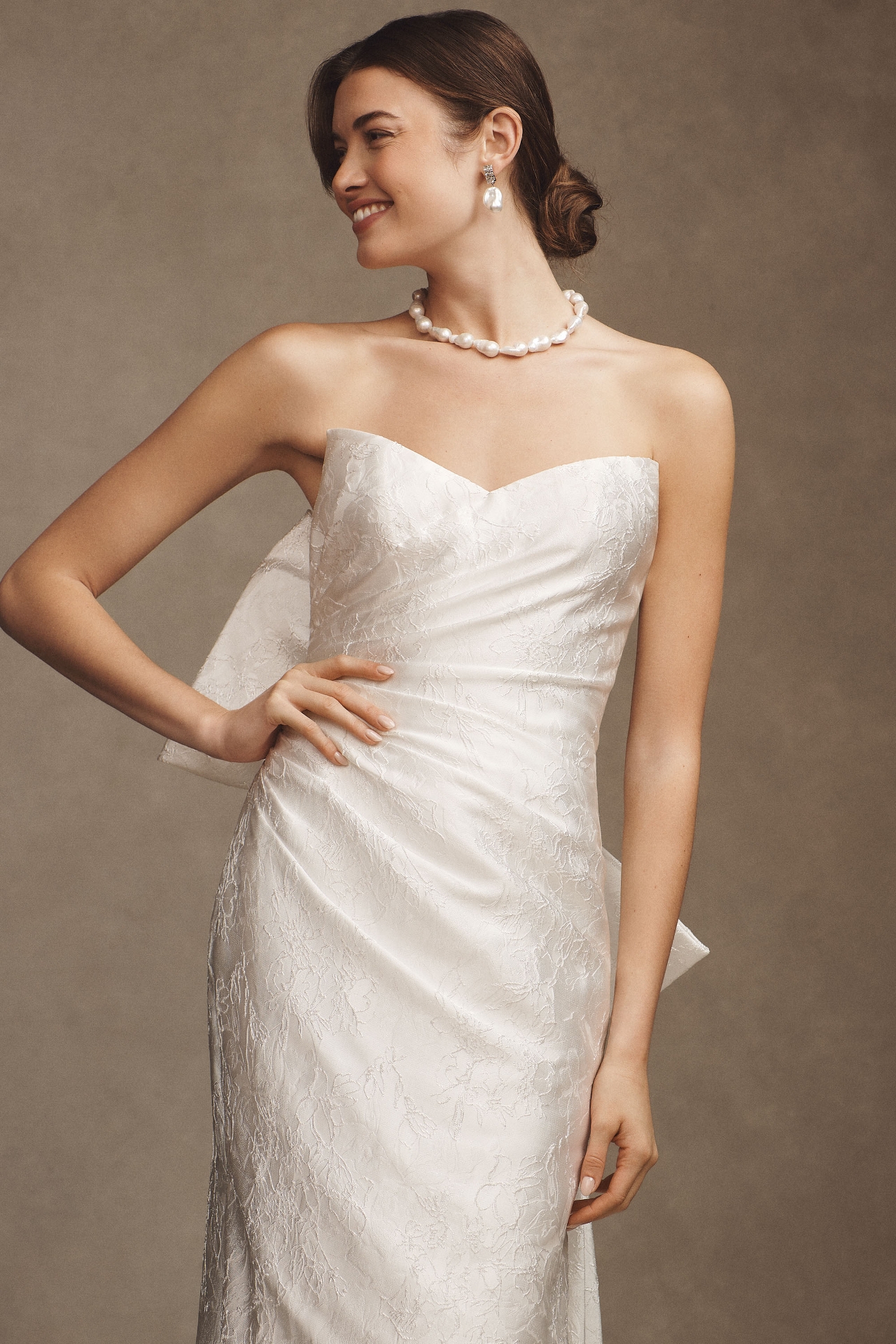 Wtoo by Watters Callahan Sweetheart Draped Jacquard Column Wedding Gown