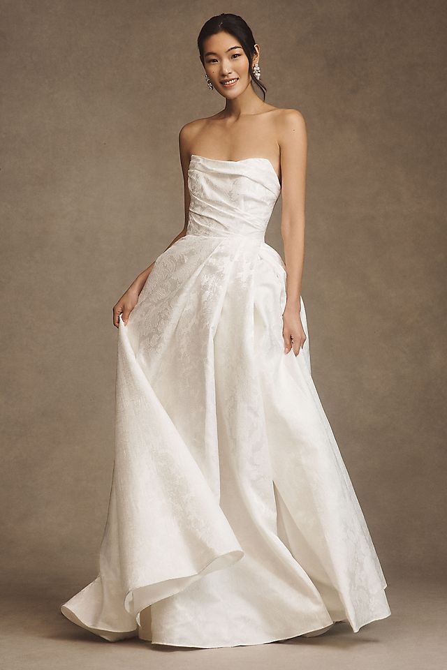 strapless a line wedding dresses A-line Mikado Dress Sophie midi The perfect combination of traditional and trendy for the confident bride Wtoo by Watters Phoebe Strapless
