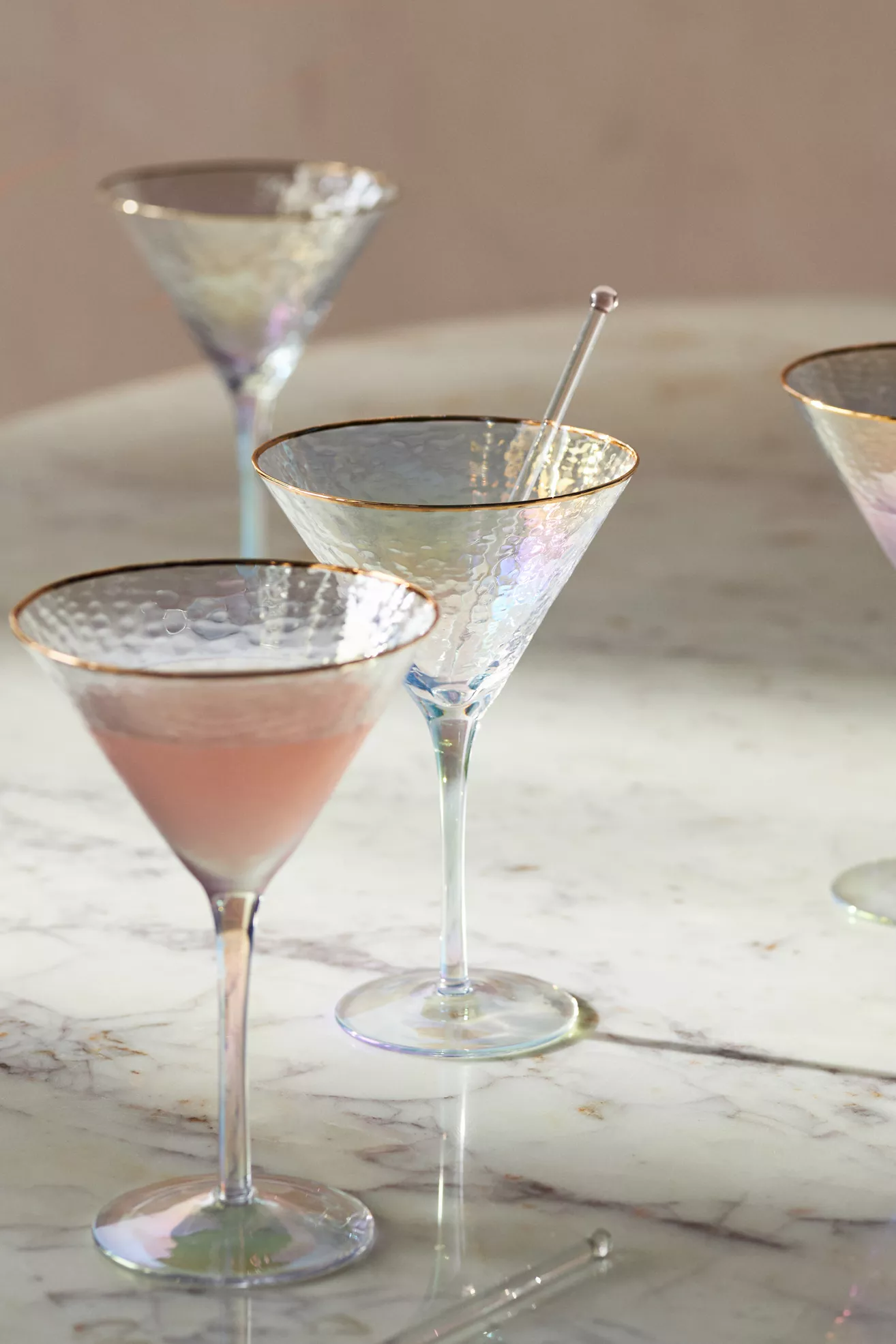 Zaza Lustered 24k Gold Accent Martini Glasses, Set of 4