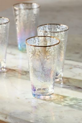 Zaza Lustered Highball Glasses, Set of 4