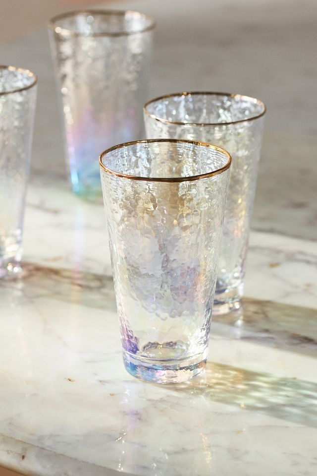 IRIDESCENT GLASS TUMBLERS - SET OF FOUR
