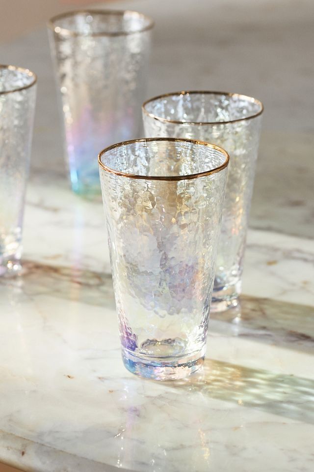 IRIDESCENT GLASS TUMBLERS - SET OF FOUR