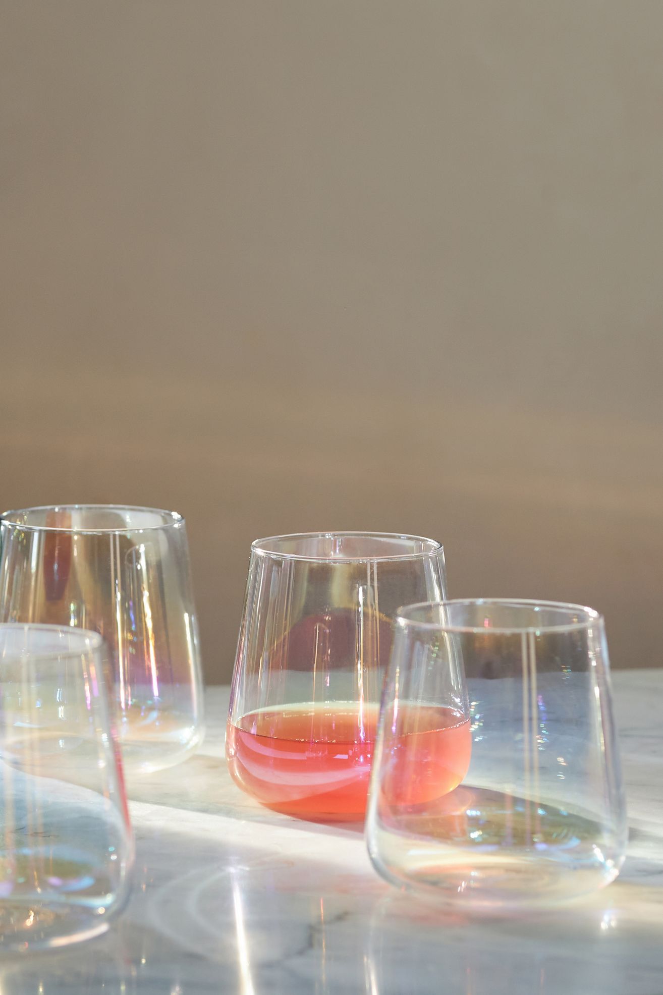 Morgan Stemless Wine Glasses, Set of 4 - Iridescent, Standard, Set Of 4