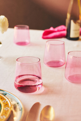 Anthropologie Morgan Stemless Wine Glasses, Set Of 4 In Pink