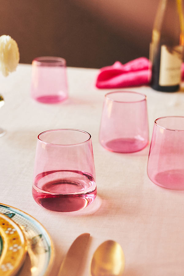 Anthropologie Morgan Stemless Wine Glasses, Set Of 4 In Pink
