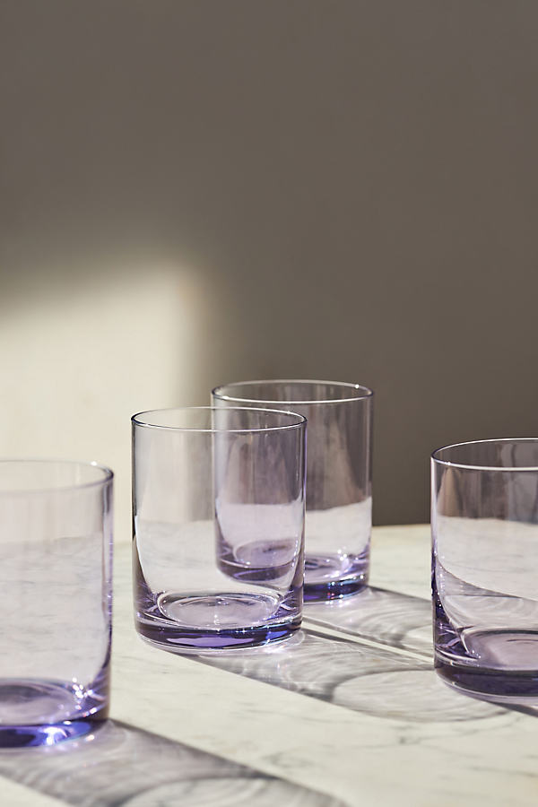 Anthropologie Morgan Double Old Fashioned Glasses, Set Of 4 In Purple