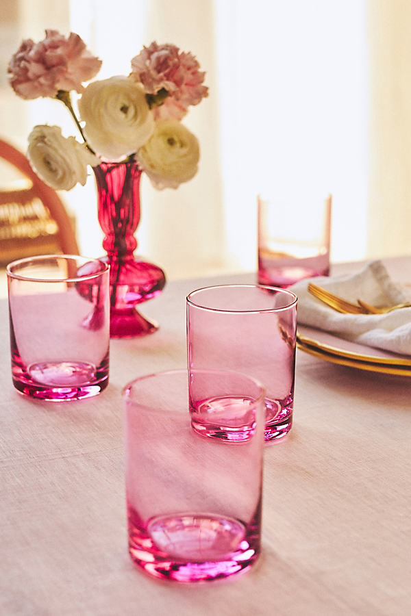 Anthropologie Morgan Double Old Fashioned Glasses, Set Of 4 In Pink