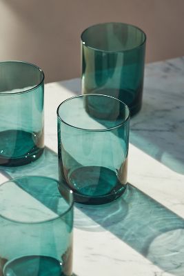 Anthropologie Morgan Double Old Fashioned Glasses, Set Of 4 In Green