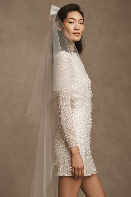 lookof Designer Cathedral Length Wedding Veil with Lace Applique and Tulle - 3M Long for Women's Wedding Hair with Veil