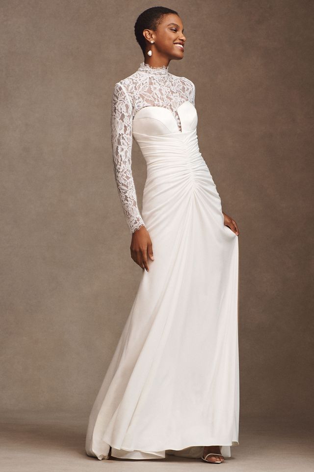 BHLDN Simone Strapless Bustier Ruched Wedding Gown #3