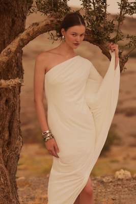 Mac Duggal One-Shoulder Asymmetrical Flowy Dress