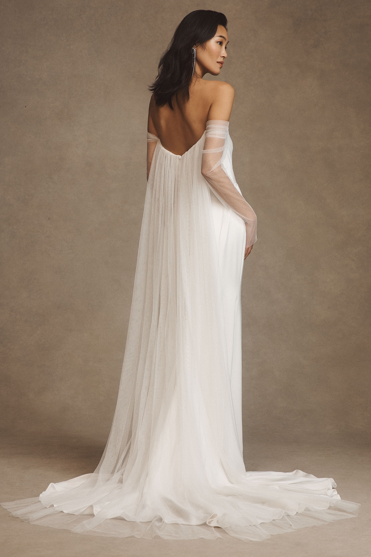 Jenny by Yoo Olivia Long-Sleeve Off-The-Shoulder Scoop-Neck Column Wedding Gown