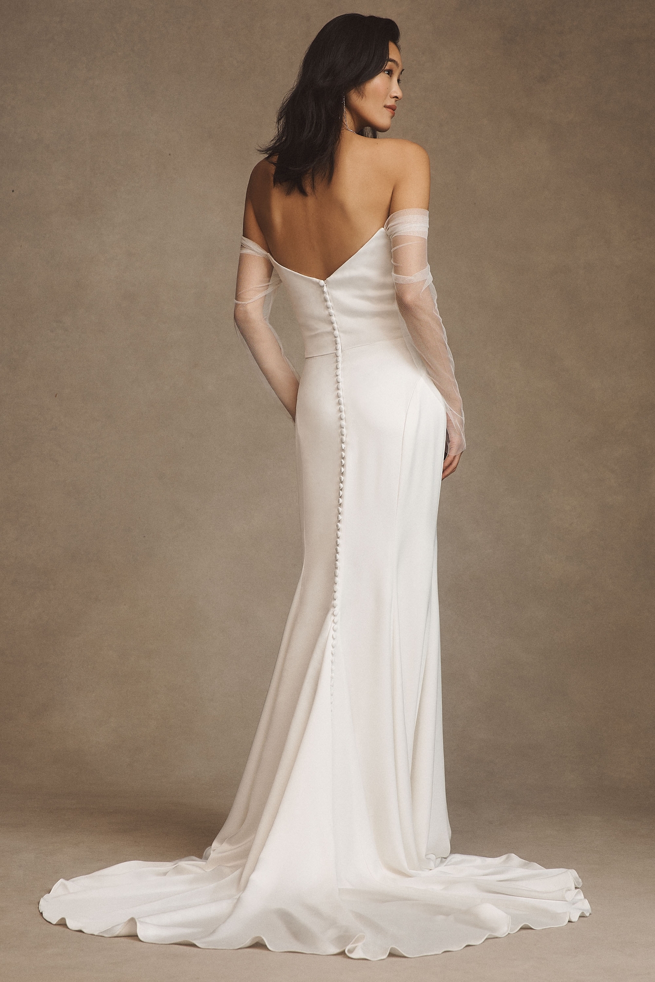 Jenny by Yoo Olivia Long-Sleeve Off-The-Shoulder Scoop-Neck Column Wedding Gown