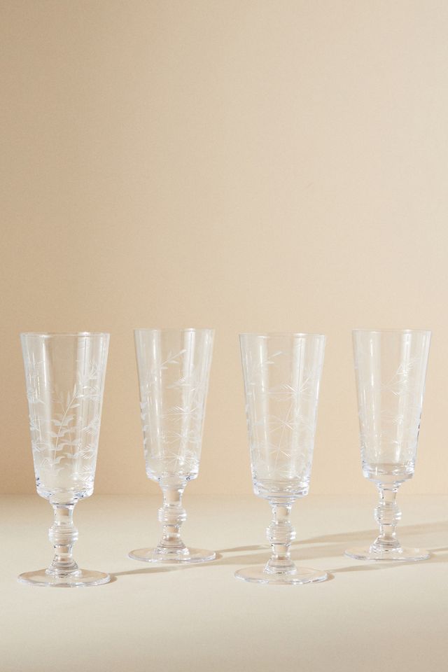 Classic Handblown Monogrammed Champagne Flutes - Set of 2