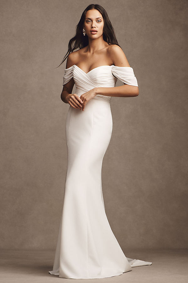Jenny Yoo Jenny By  Kate Fit-and-flare Gown With Removable Sleeves In White