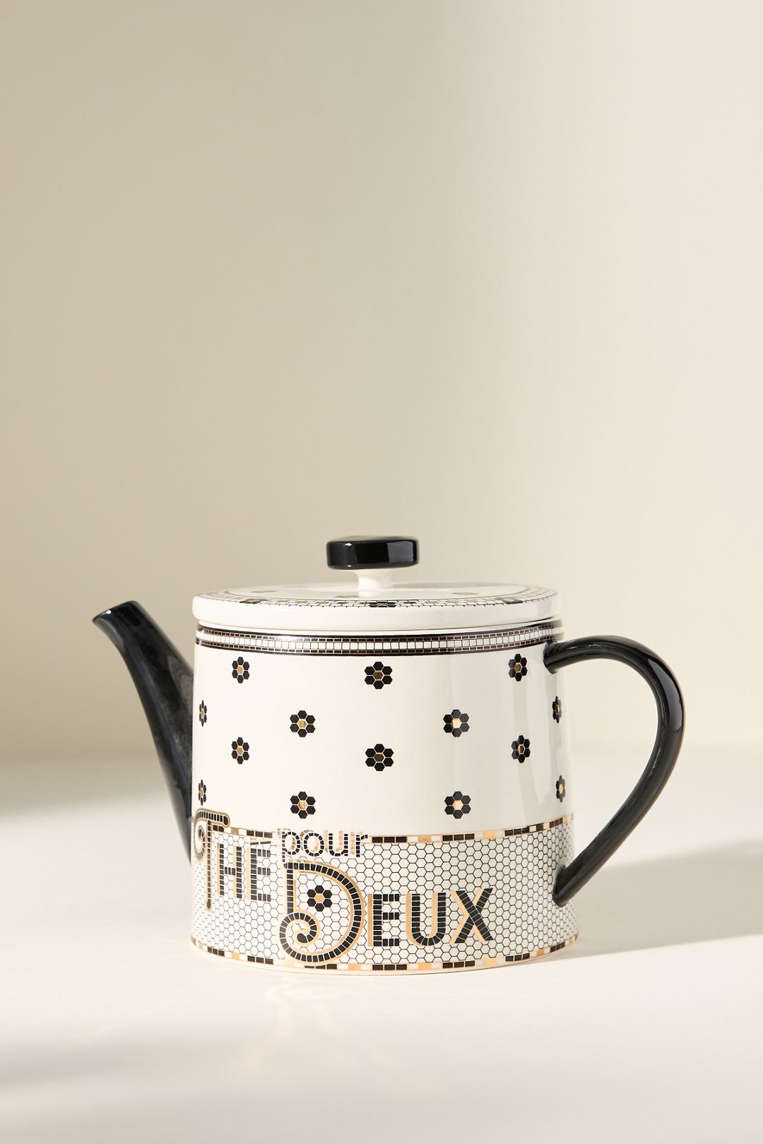 The Bistro Tile Stoneware Teapot - Black & White Pattern, Standard, One Size