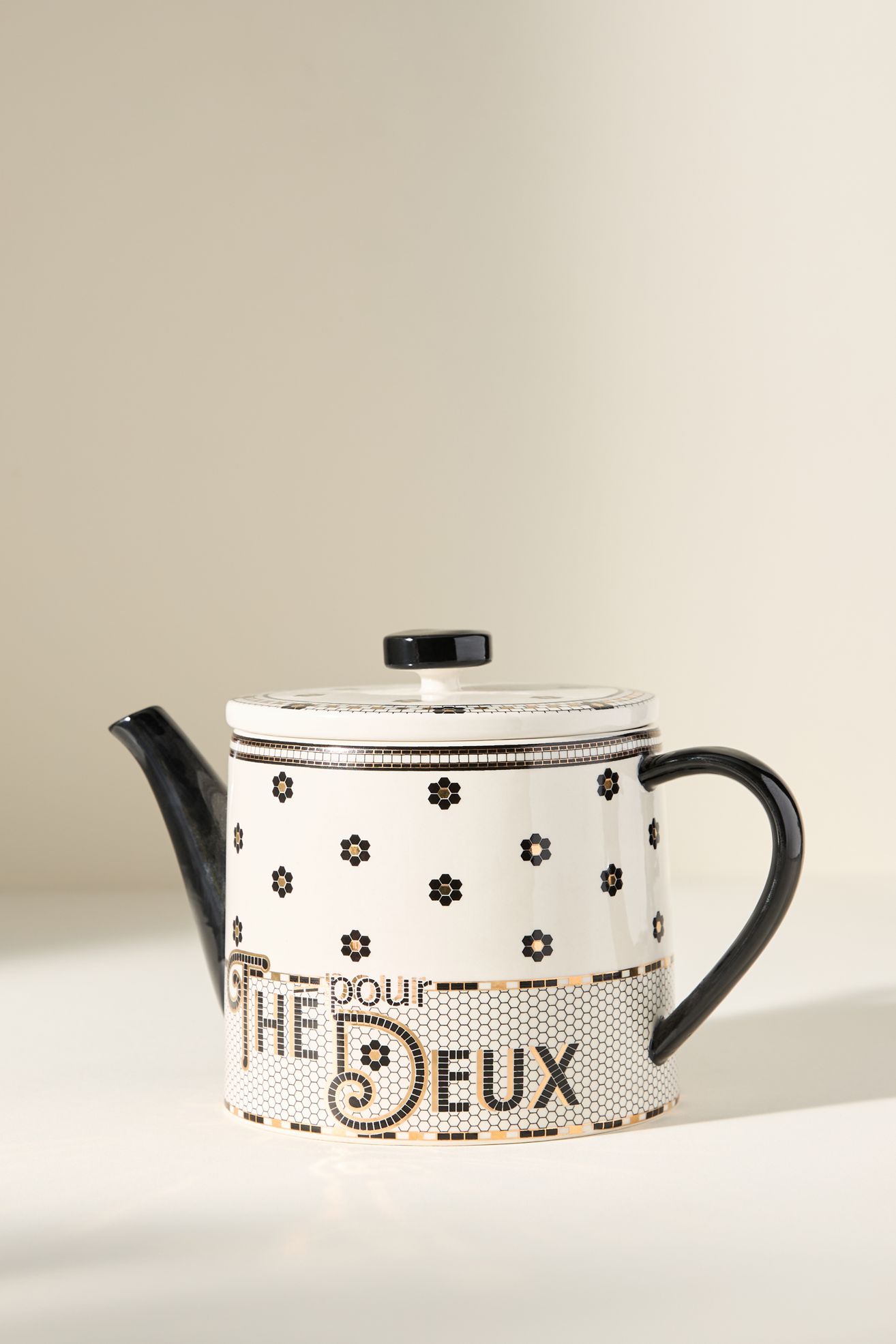 The Bistro Tile Stoneware Teapot - Black & White Pattern, Standard, One Size