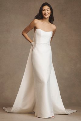 Jenny by Jenny Yoo Catalina Strapless Cape Gown