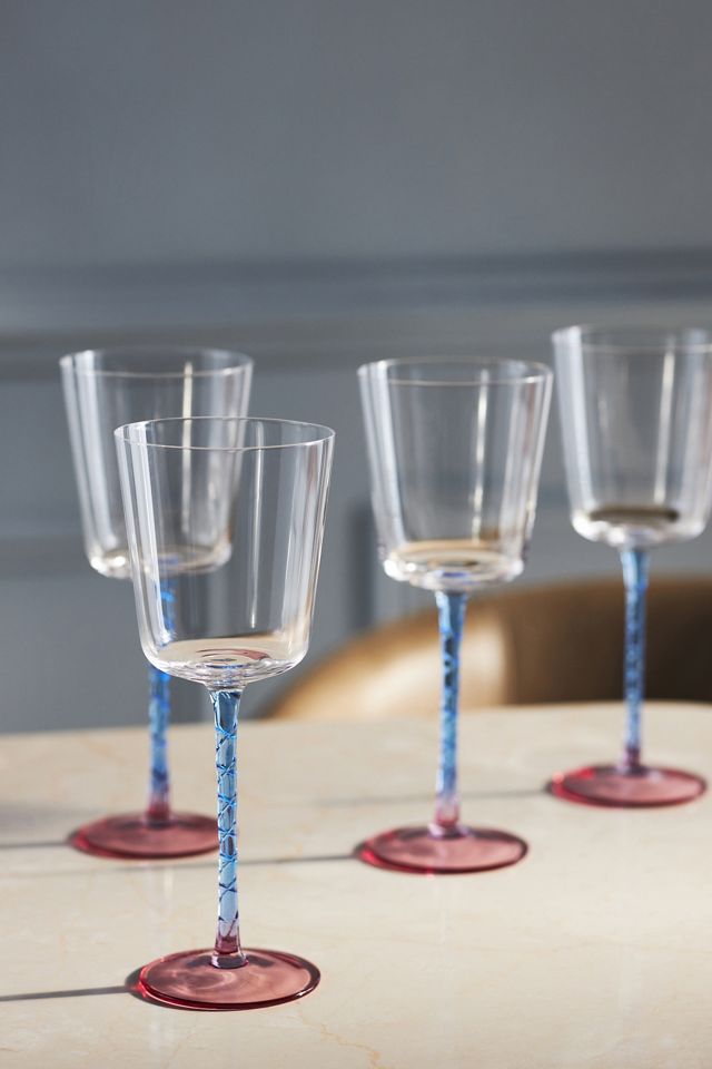 Red Wine Glasses Blue Stemmed Colored Wine Glasses Set Wine