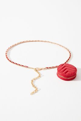 By Anthropologie Coin Purse Chain Belt In Red