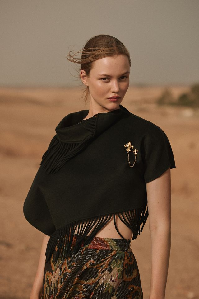 By Anthropologie Wool Blend Crop Poncho | Anthropologie