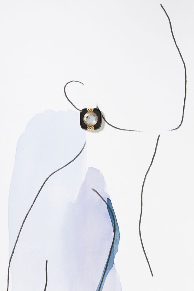 Vintage Square Crystal Post Earrings #3