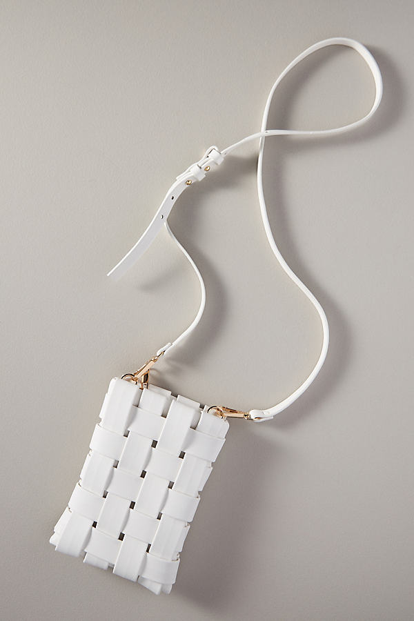 By Anthropologie Lindy Woven Phone Case Crossbody Bag In White