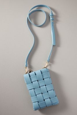 Shop By Anthropologie Lindy Woven Phone Case Crossbody Bag In Blue
