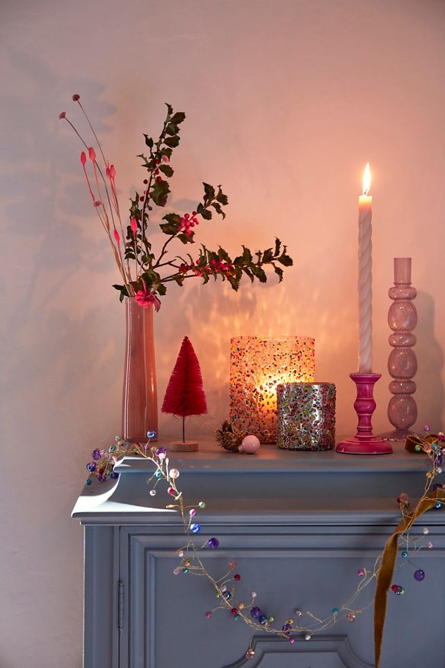 Ridged Glass Candlestick, Lilac #2