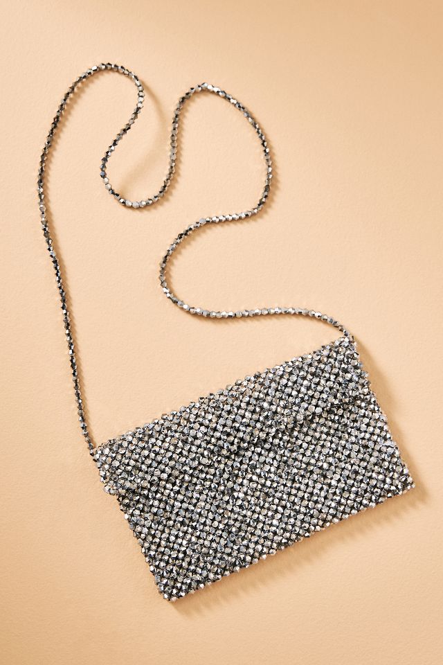 Metallic beaded shoulder bag hot sale