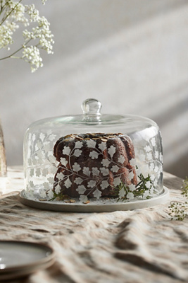 Etched Glass Marble Cake Dome AnthroHome
