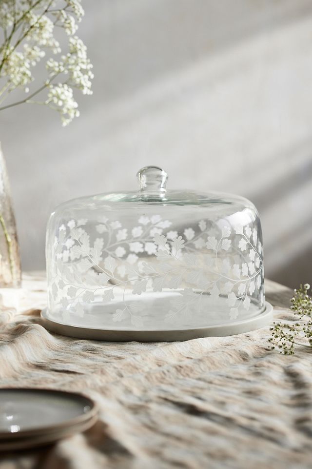 Etched Glass + Marble Cake Dome #1