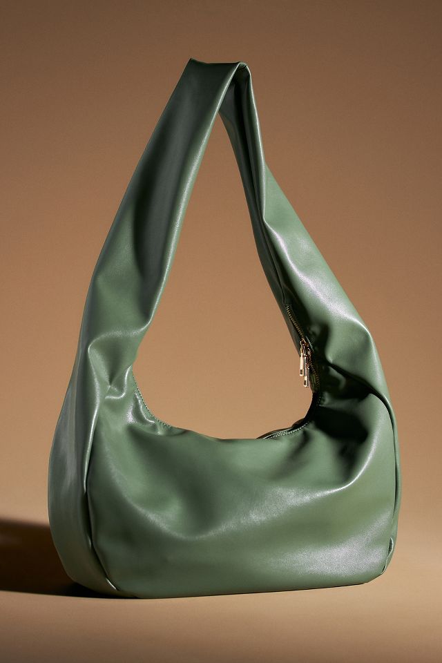 Green Leather Hobo Bag - Slouchy Leather Purse For Women