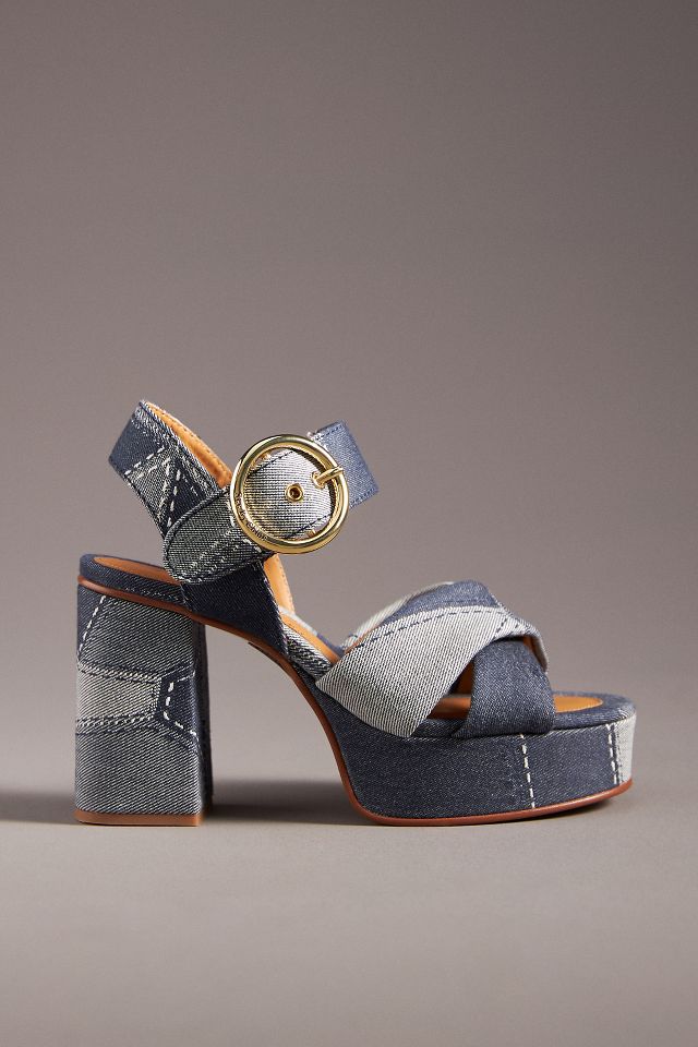 Denim cheap platform shoes