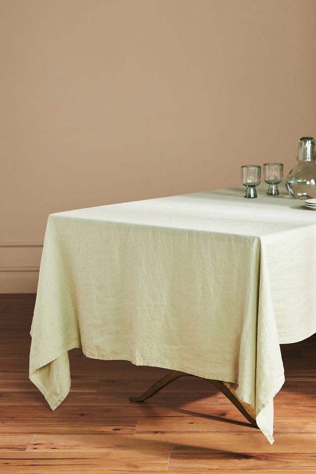 Bed Threads Linen Tablecloth Sage, 118"L x 71"W