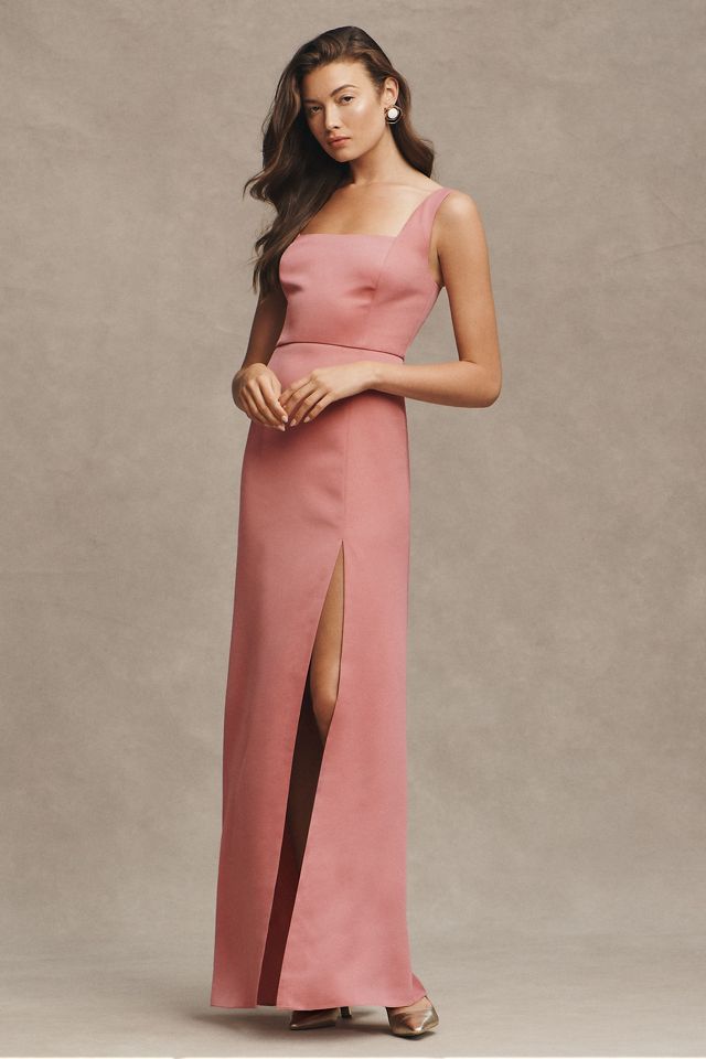 BHLDN Sophia Square-Neck Satin Maxi Dress #1