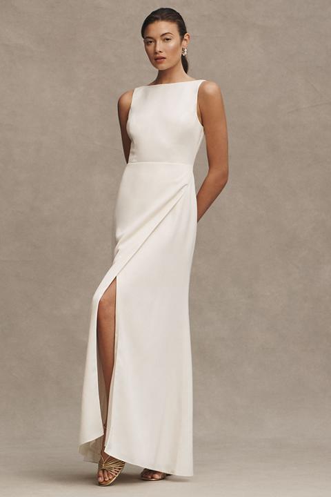BHLDN Alice High-Neck Satin Maxi Dress
